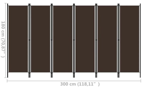 Paravan - Sobna pregrada sa 6 panela smeđa 300 x 180 cm - Smeđa 6 1 Smeđa