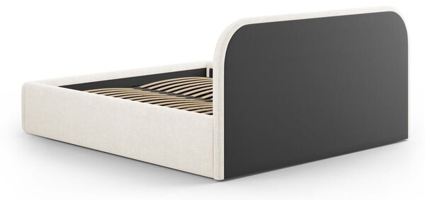 Tapecirani bračni krevet s prostorom za odlaganje s podnicom 140x200 cm boje slonovače Juno – Windsor & Co Sofas