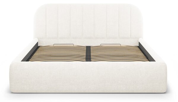Tapecirani bračni krevet s prostorom za odlaganje s podnicom 140x200 cm boje slonovače Juno – Windsor & Co Sofas