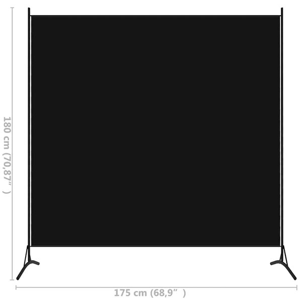 Paravan - Sobna pregrada crna 175 x 180 cm od tkanine - Crna 175 x 180 cm 1 1