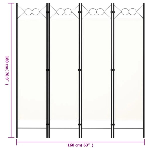 Paravan - Sobna pregrada s 4 panela bijela 160 x 180 cm - Bijela 4 1 Bijela