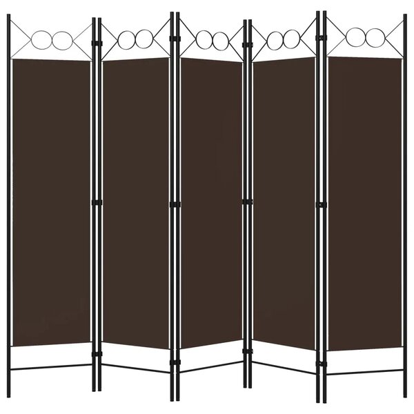 Paravan - Sobna pregrada s 5 panela smeđa 200 x 180 cm - Smeđa 5 1 Smeđa