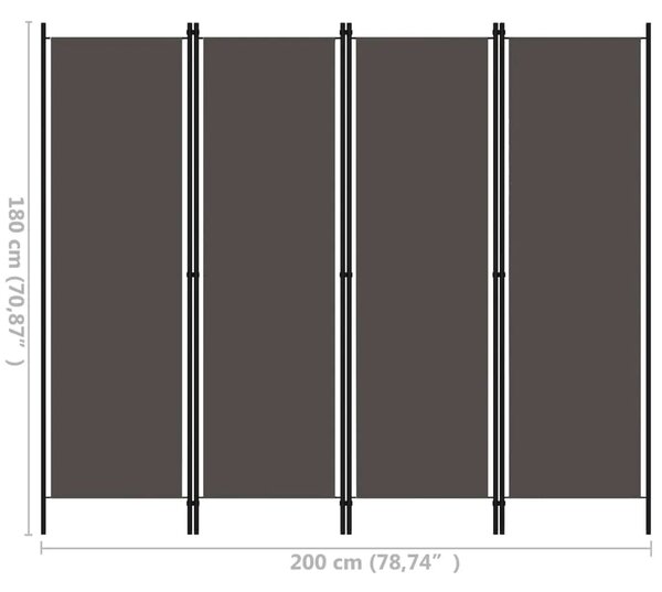 Paravan - Sobna pregrada s 4 panela antracit 200 x 180 cm - Antracit 4 1 Antracit