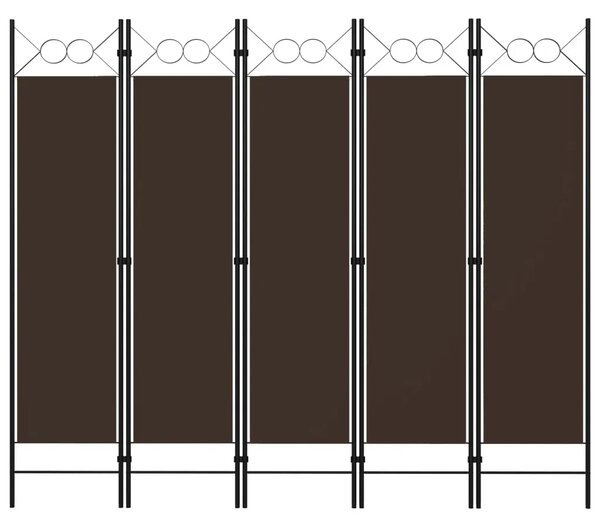 Paravan - Sobna pregrada s 5 panela smeđa 200 x 180 cm - Smeđa 5 1 Smeđa