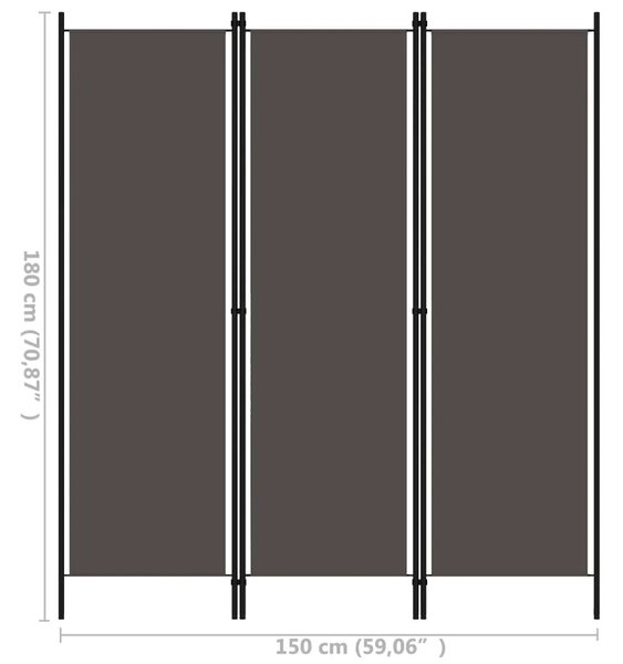 Paravan - Sobna pregrada s 3 panela antracit 150 x 180 cm - Antracit 3 1 Antracit