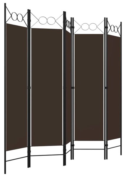 Paravan - Sobna pregrada s 5 panela smeđa 200 x 180 cm - Smeđa 5 1 Smeđa