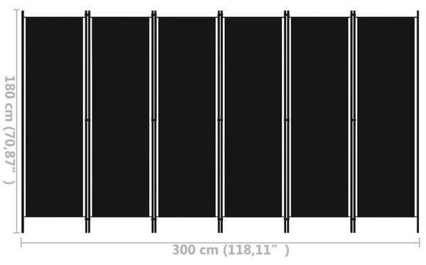 Paravan - Sobna pregrada sa 6 panela crna 300 x 180 cm - Crna 6 1 Crna