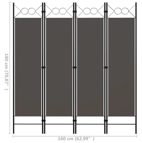 Paravan - Sobna pregrada s 4 panela antracit 160 x 180 cm - Antracit 4 1 Antracit