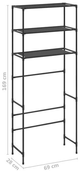 Stalak za pohranu iznad perilice 3 razine crni 69 x 28 x 169 cm - Crna 69 x 28 x 169 cm Crna 69 x 28 x 169 cm