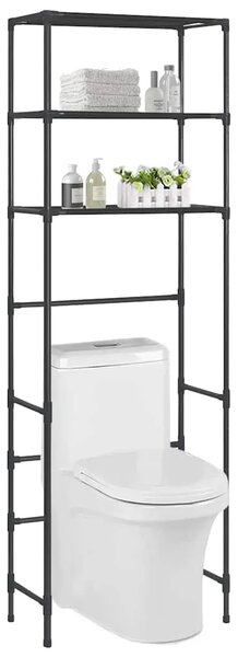 Stalak za pohranu iznad toaleta s 3 razine crni 53x28x169 cm - Crna 53 x 28 x 169 cm Crna 53 x 28 x 169 cm