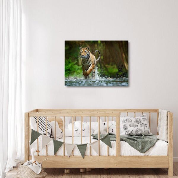 Staklena slika tigra koji trči (70x50 cm)