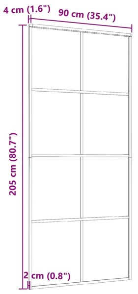 Klizna vrata od aluminija i stakla ESG 90 x 205 cm crna - Crna 90 x 205 cm 1 Matirano