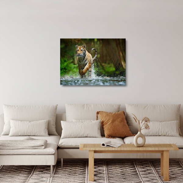 Staklena slika tigra koji trči (70x50 cm)