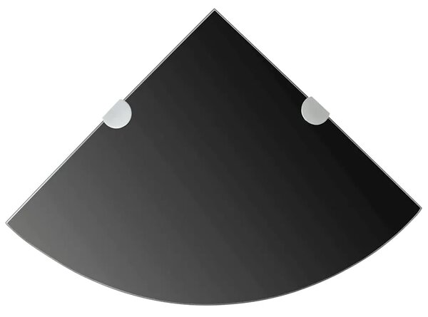 Kutne police s nosačima 2 kom staklene crne 35 x 35 cm - Crna 35 x 35 cm 2 1