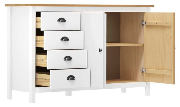 Komoda Hill bijela 130 x 40 x 80 cm od masivne borovine - Bijela i smeđa 1 Bijela i smeđa