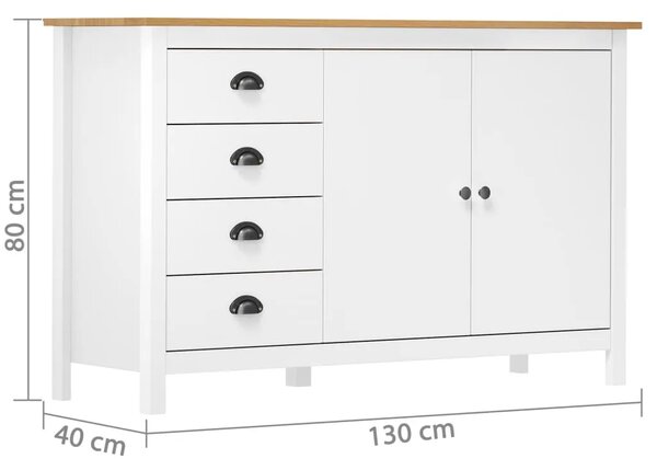 Komoda Hill bijela 130 x 40 x 80 cm od masivne borovine - Bijela i smeđa 1 Bijela i smeđa