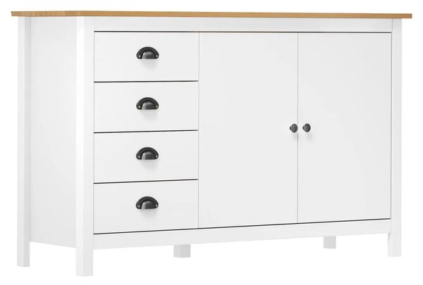 Komoda Hill bijela 130 x 40 x 80 cm od masivne borovine - Bijela i smeđa 1 Bijela i smeđa