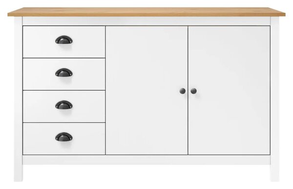Komoda Hill bijela 130 x 40 x 80 cm od masivne borovine - Bijela i smeđa 1 Bijela i smeđa