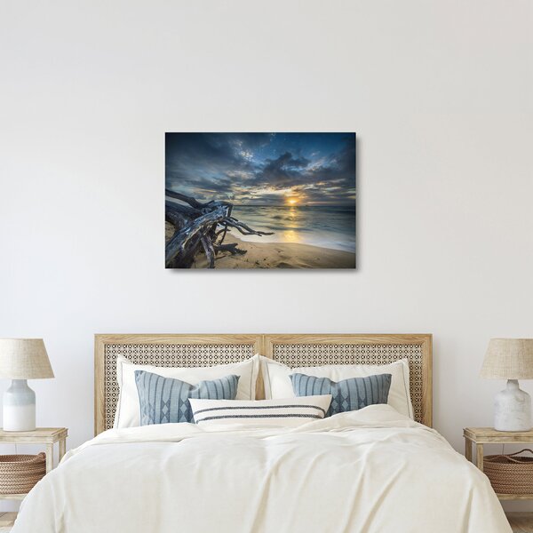Staklena slika mora sa zalaskom sunca (70x50 cm)