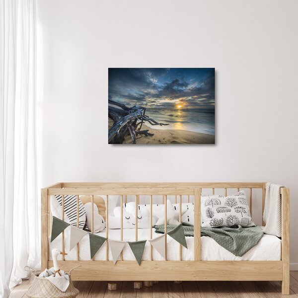 Staklena slika mora sa zalaskom sunca (70x50 cm)