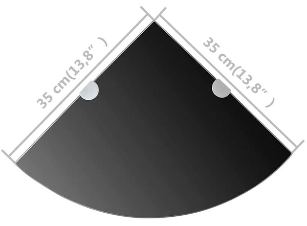 Kutne police s nosačima 2 kom staklene crne 35 x 35 cm - Crna 35 x 35 cm 2 1