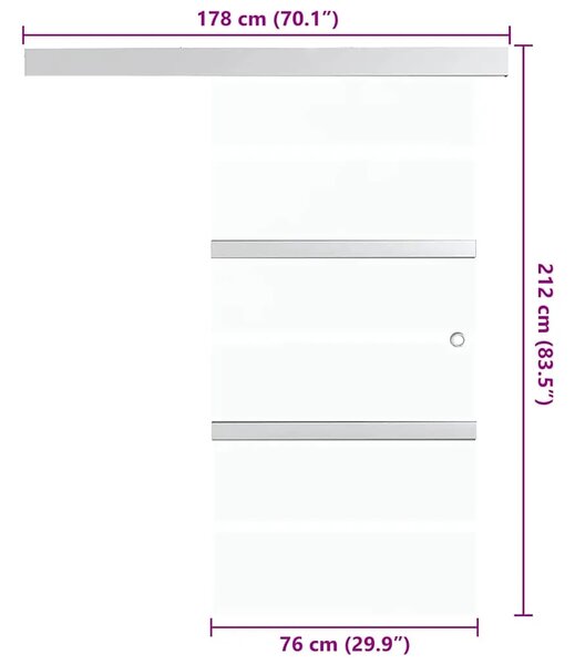Staklena klizna vrata ESG i aluminija 76 x 212 cm srebrna - 76 x 212 cm 1 Bez mekog zaustavljanja 76 x 212 cm