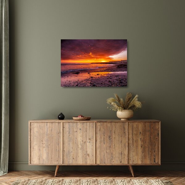 Staklena slika zalaska sunca na moru (70x50 cm)