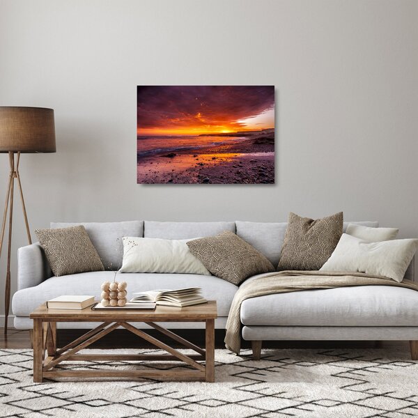 Staklena slika zalaska sunca na moru (70x50 cm)