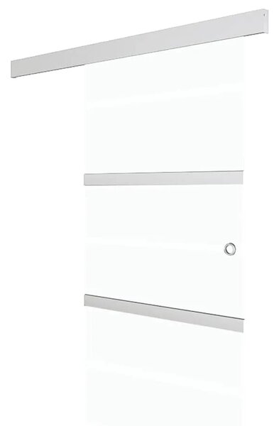 Staklena klizna vrata ESG i aluminija 90 x 205 cm srebrna - 90 x 205 cm 1 Bez mekog zaustavljanja 90 x 205 cm