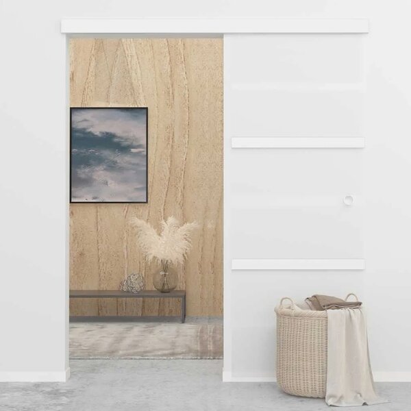 Staklena klizna vrata ESG i aluminija 76 x 212 cm srebrna - 76 x 212 cm 1 Bez mekog zaustavljanja 76 x 212 cm