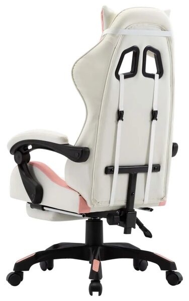 Gaming stolica od umjetne kože s osloncem za noge rozo-bijela - ružičasta i bijela 1 Ružičasta i bijela