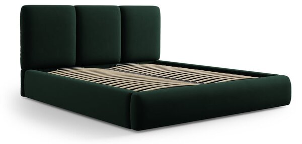 Tamno zeleni baršunasti tapecirani bračni krevet s prostorom za odlaganje s podnicom 180x200 cm Brody – Mazzini Beds