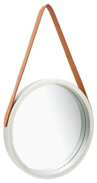 Zidno ogledalo s trakom 40 cm srebrno - Srebrno Ø 40 cm 1 Srebrno