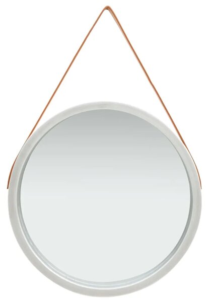 Zidno ogledalo s trakom 60 cm srebrno - Srebrno Ø 60 cm 1 Srebrno