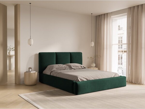 Tamno zeleni baršunasti tapecirani bračni krevet s prostorom za odlaganje s podnicom 180x200 cm Brody – Mazzini Beds
