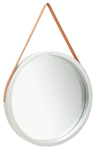 Zidno ogledalo s trakom 60 cm srebrno - Srebrno Ø 60 cm 1 Srebrno