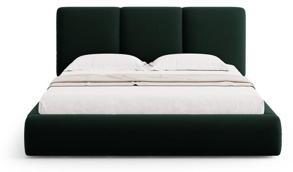 Tamno zeleni baršunasti tapecirani bračni krevet s prostorom za odlaganje s podnicom 180x200 cm Brody – Mazzini Beds