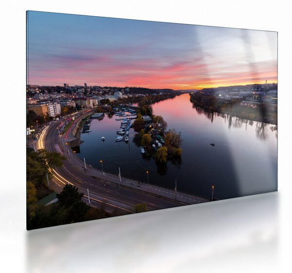 Staklena slika noćnog Praga (70x50 cm)