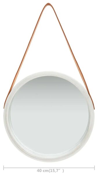 Zidno ogledalo s trakom 40 cm srebrno - Srebrno Ø 40 cm 1 Srebrno