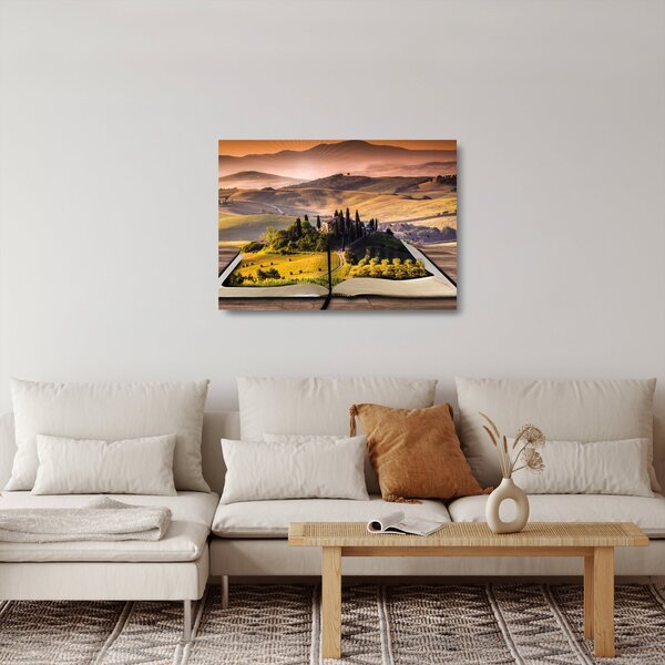Staklena slika krajolika u knjizi (70x50 cm)