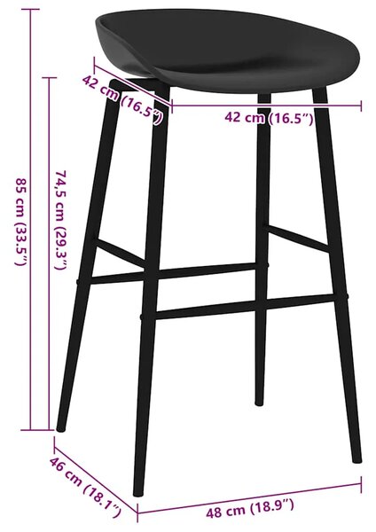 Barske stolice 2 kom crne - Crna 2 Crna 2