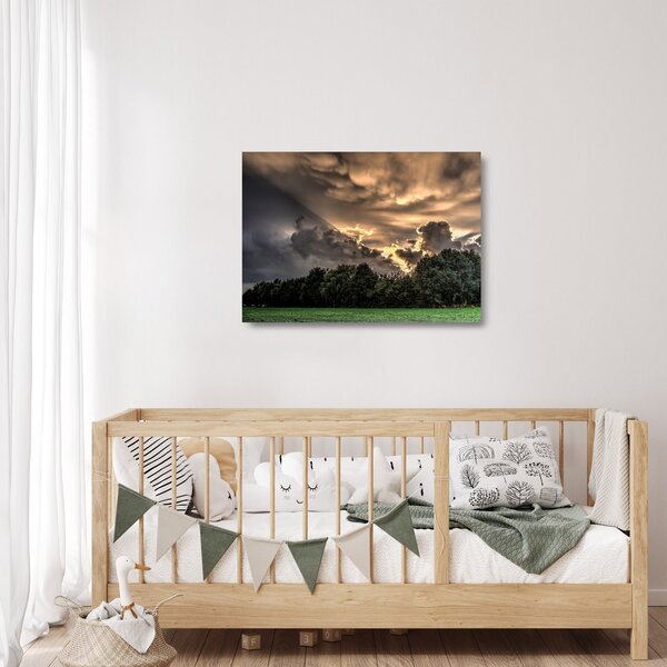 Staklena slika oblaka i šume (70x50 cm)