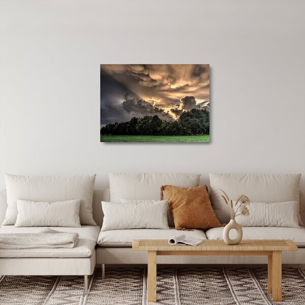 Staklena slika oblaka i šume (70x50 cm)