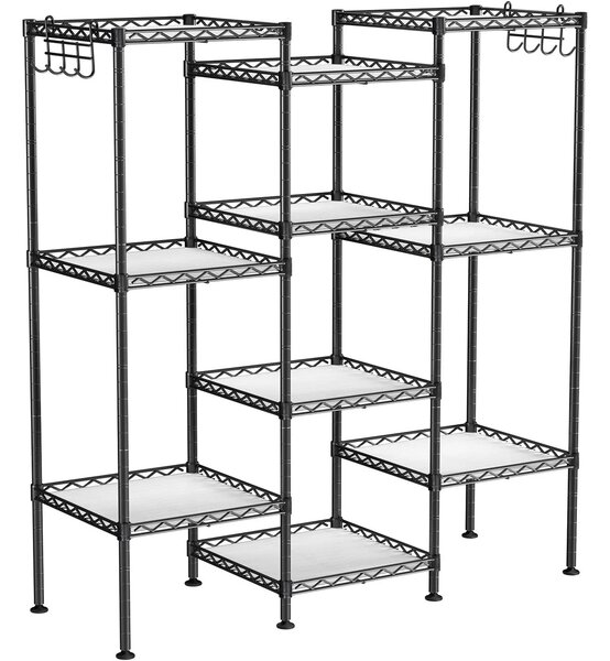 Metalna polica na 5 razina s kukama, nosivosti 100kg, 30x30x123,5 cm, crna | SONGMICS