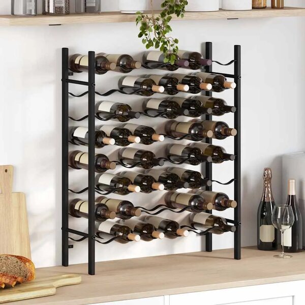 Stalak za vino za 48 boca crni metalni - Crna 1 1 48