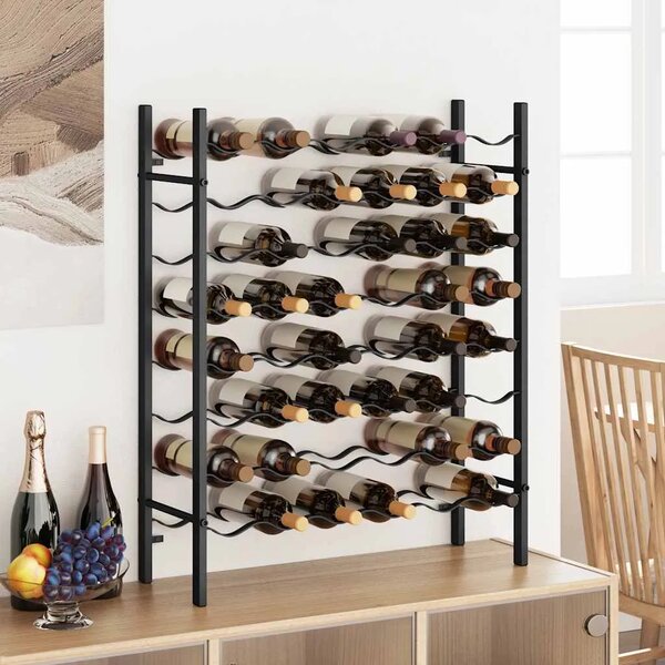 Stalak za vino za 48 boca crni metalni - Crna 1 1 48