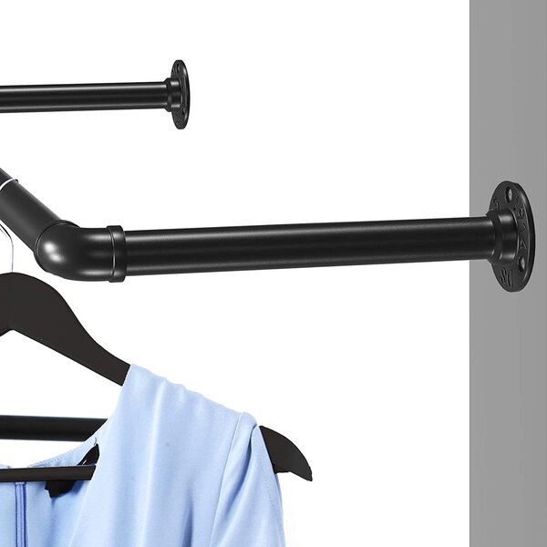 Zidna šipka za odjeću, nosivosti do 50kg, od čelika, crne boje | SONGMICS
