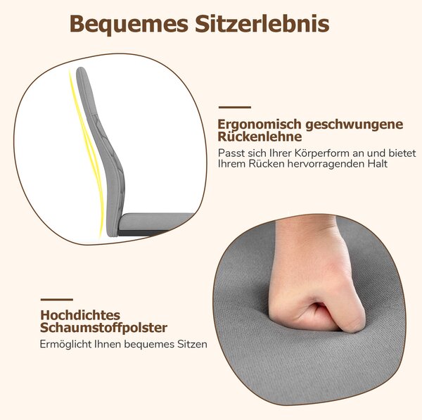 Set od 4 moderne blagovaonske stolice, kuhinjske stolice bez naslona za ruke s visokim nagnutim naslonom, sive