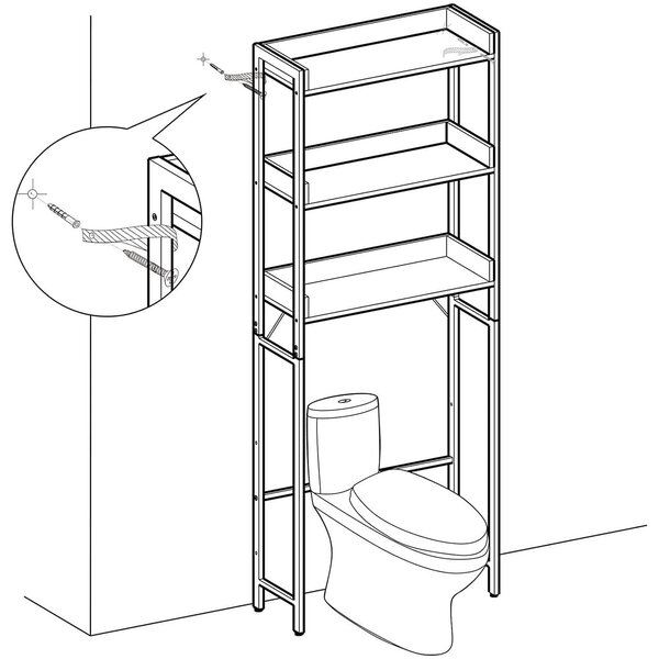 Stalak za odlaganje iznad WC školjke, polica za perilicu rublja 63 x 165 x 25 cm | VASAGLE