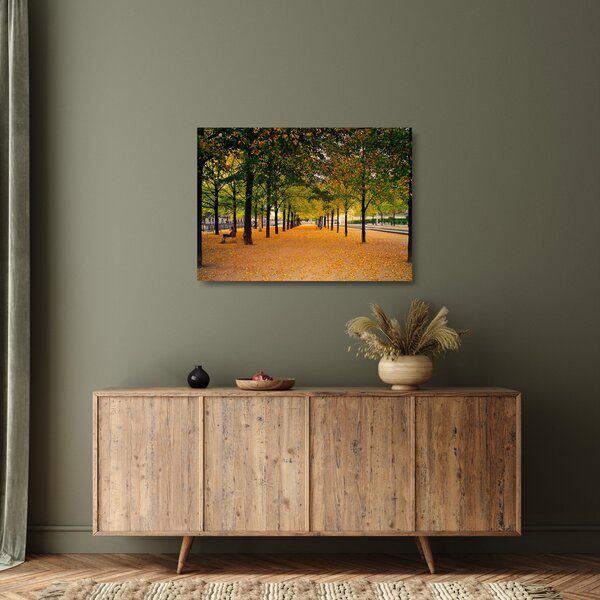 Staklena slika aleje jesenskih stabala (70x50 cm)
